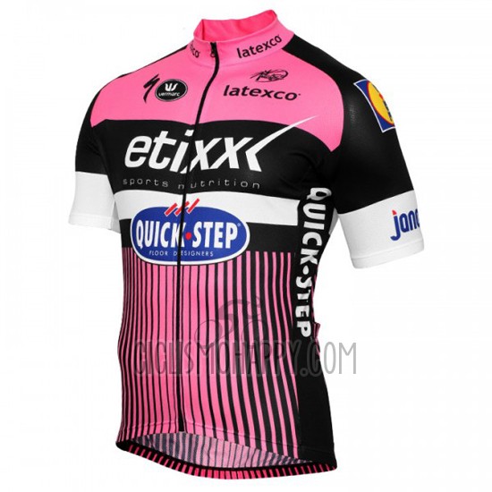 Etixx Quick Step Cycling Jersey Bib Short 2016 Short Sleeve Pink and Black